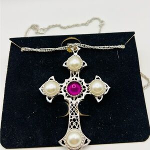 Vintage Sarah Coventry Crusader Cross Necklace w/ Box 8403